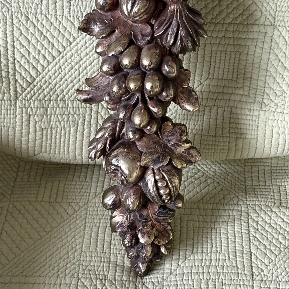 Vintage Syroco Gold Fruit Foliage Wall Plaque 16.25